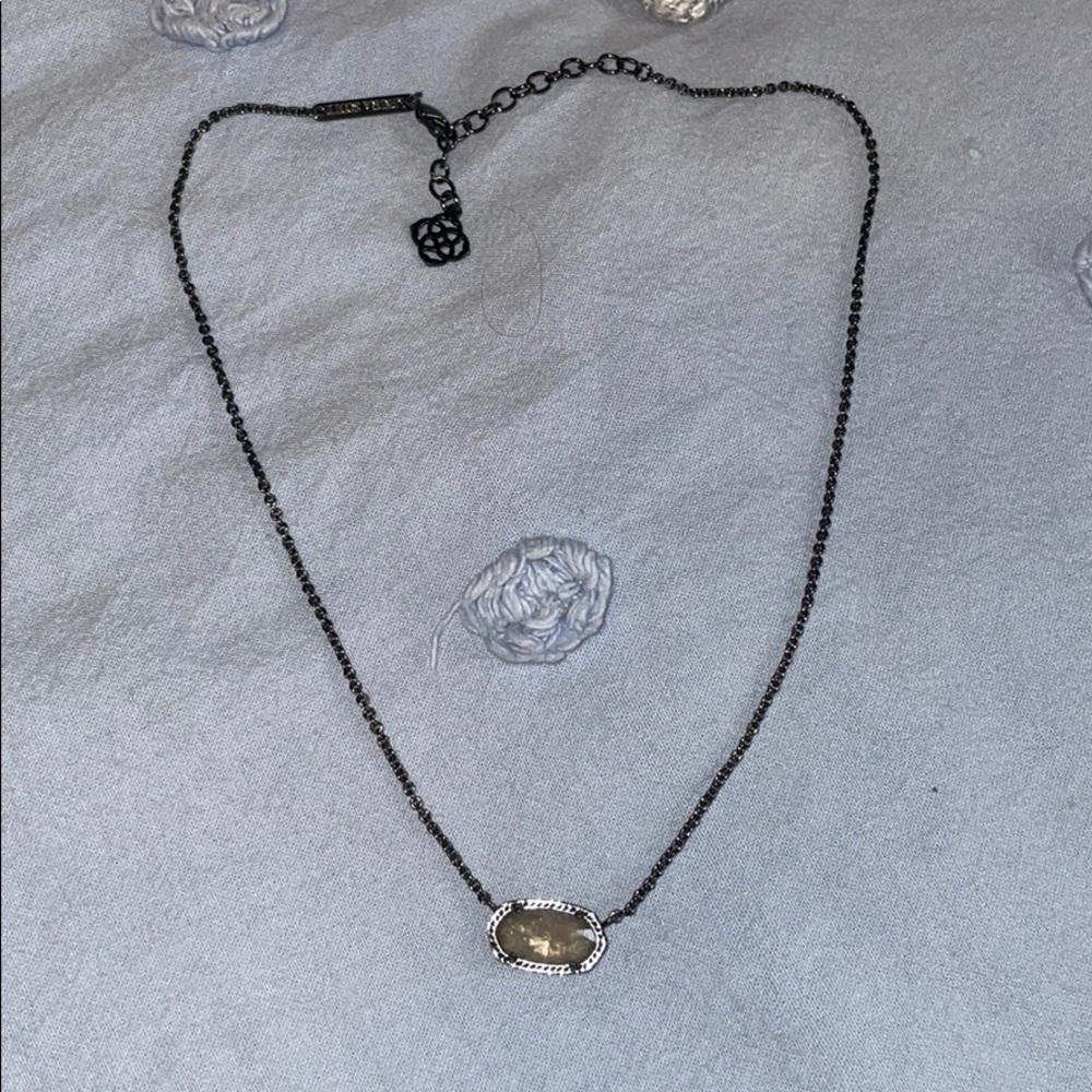 Kendra Scott necklace with black iridescent stone